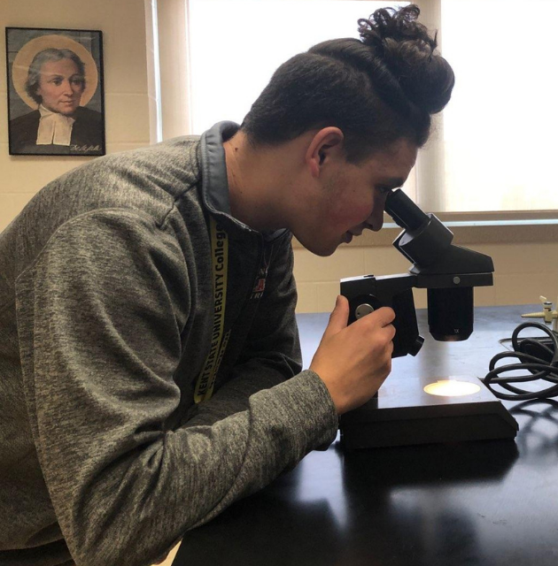 Student in lab